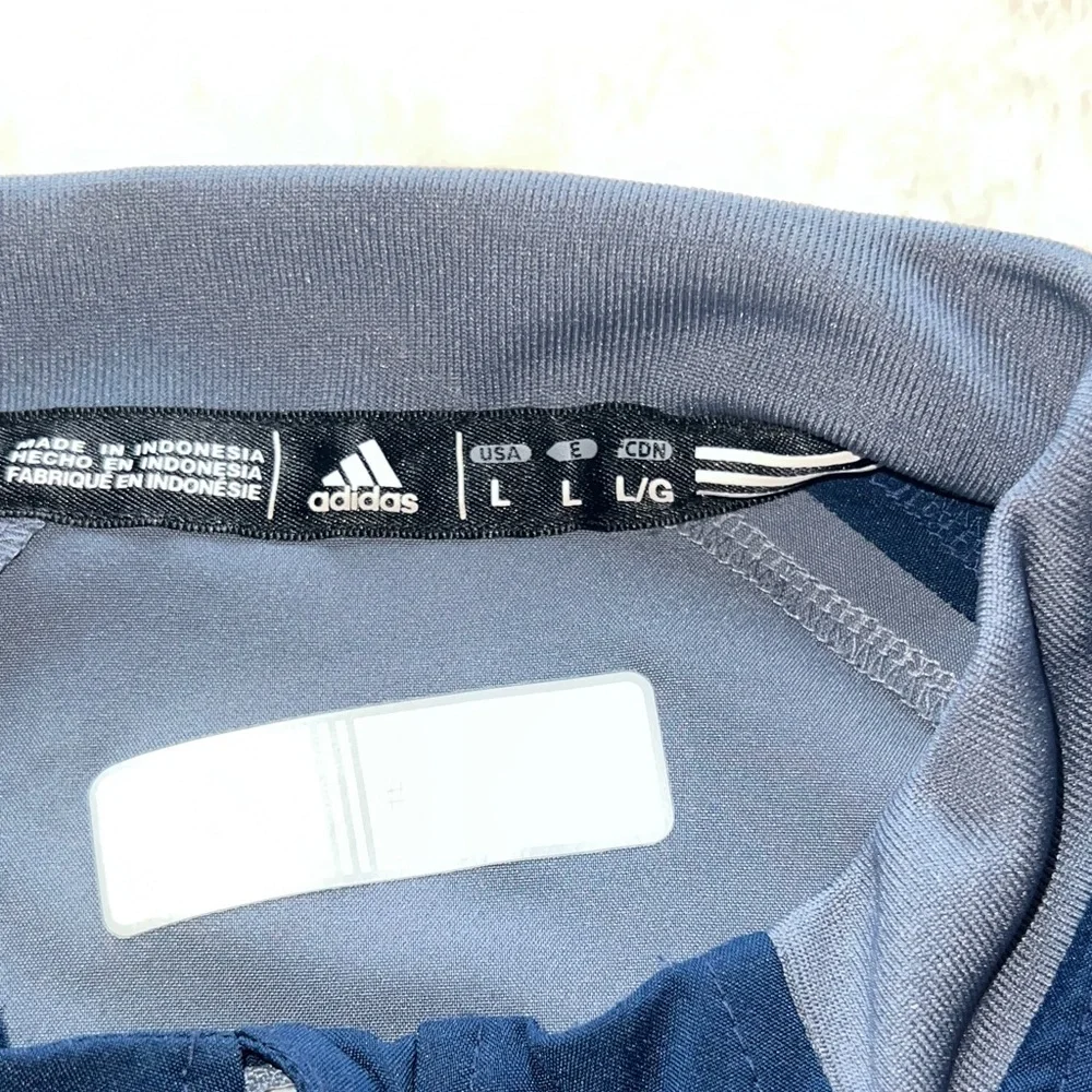 Adidas Men's Windbreaker Jacket Blue and Gray 1/4 Zip Pullover SZ L